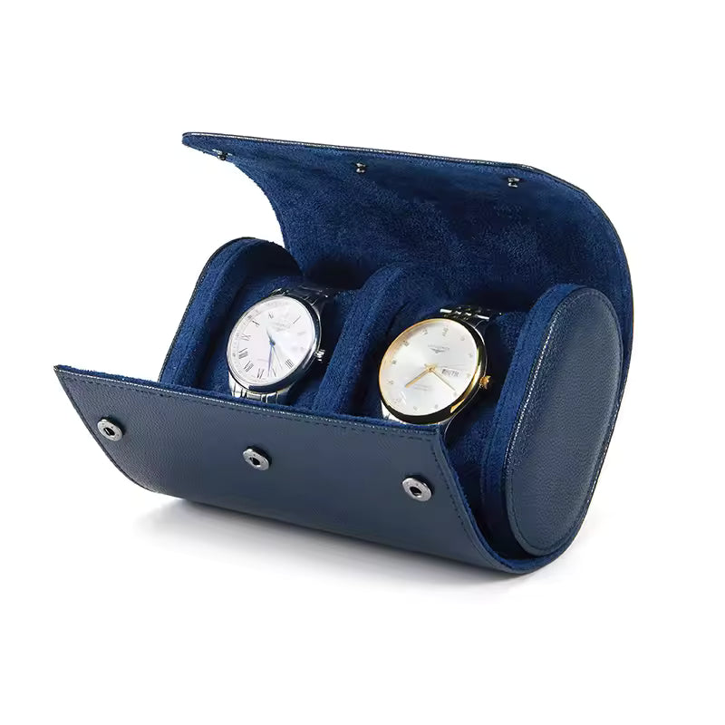 Premium leather Watch Roll - Blue - Double