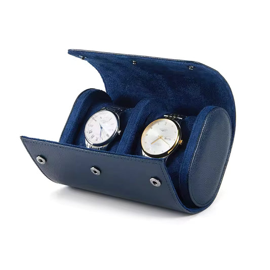 Premium leather Watch Roll - Blue - Double